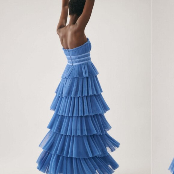 NEW HUTCH anthropologie strapless tiered tulle holiday maxi dress 0 VIRAL!!!! - Picture 5 of 5